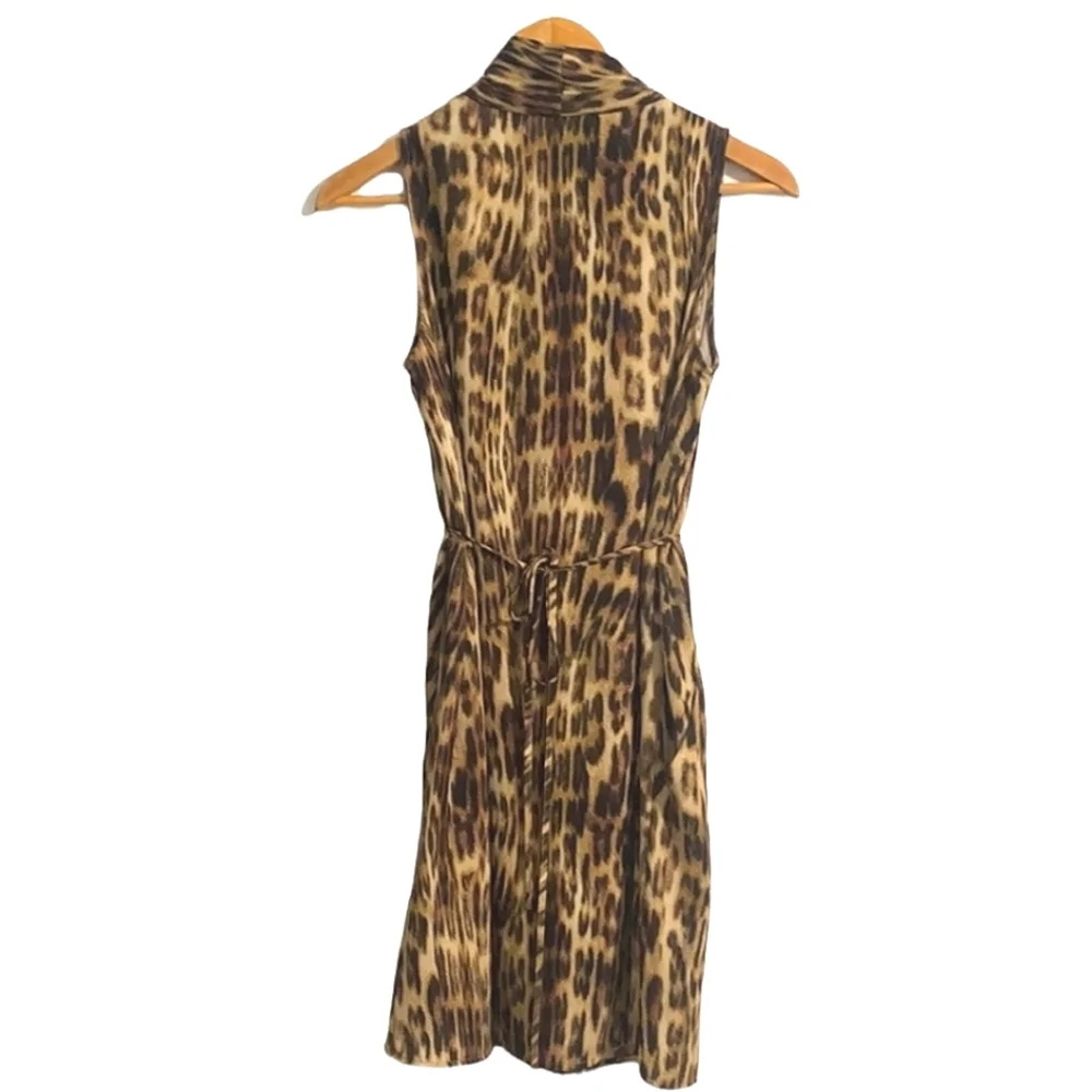 AQUA Sleeveless Animal Print Brown Belted Dress women Size M - Picture 2 of 10